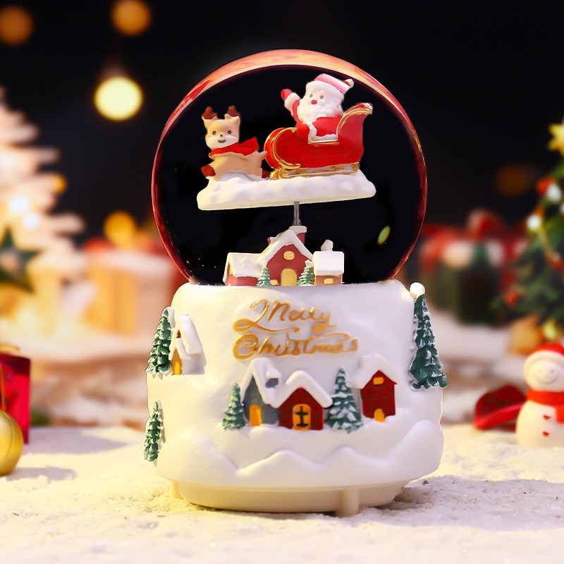 【🎄叮叮噹 叮叮噹🎄聖誕音樂鈴煙囪老人】聖誕水晶球音樂盒 音樂鈴 聖誕節 飄雪水晶球 交換禮物 聖誕禮物-規格圖3