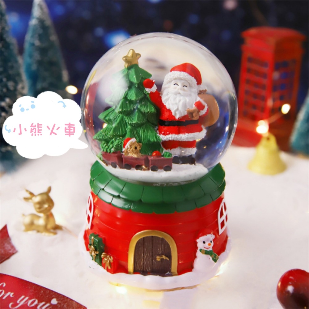 【🎄叮叮噹 叮叮噹🎄聖誕音樂鈴煙囪老人】聖誕水晶球音樂盒 音樂鈴 聖誕節 飄雪水晶球 交換禮物 聖誕禮物-規格圖3