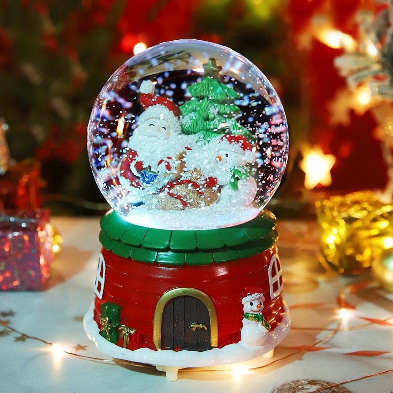 【🎄叮叮噹 叮叮噹🎄聖誕音樂鈴煙囪老人】聖誕水晶球音樂盒 音樂鈴 聖誕節 飄雪水晶球 交換禮物 聖誕禮物-規格圖3