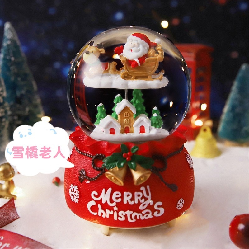 【🎄叮叮噹 叮叮噹🎄聖誕音樂鈴煙囪老人】聖誕水晶球音樂盒 音樂鈴 聖誕節 飄雪水晶球 交換禮物 聖誕禮物-規格圖3