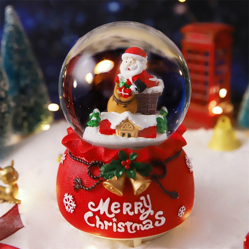 【🎄叮叮噹 叮叮噹🎄聖誕音樂鈴煙囪老人】聖誕水晶球音樂盒 音樂鈴 聖誕節 飄雪水晶球 交換禮物 聖誕禮物-規格圖3