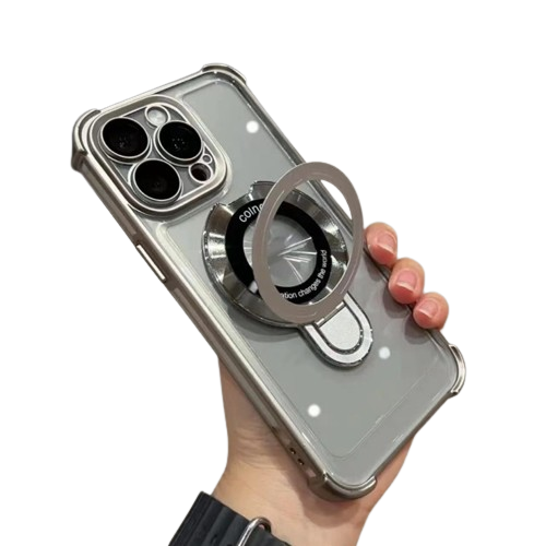 【漫格子】新升級四角加厚氣囊磁吸支架保護殼-鈦灰 適用蘋果 iPhone 15 手機殼12 13 14 pro max-細節圖2