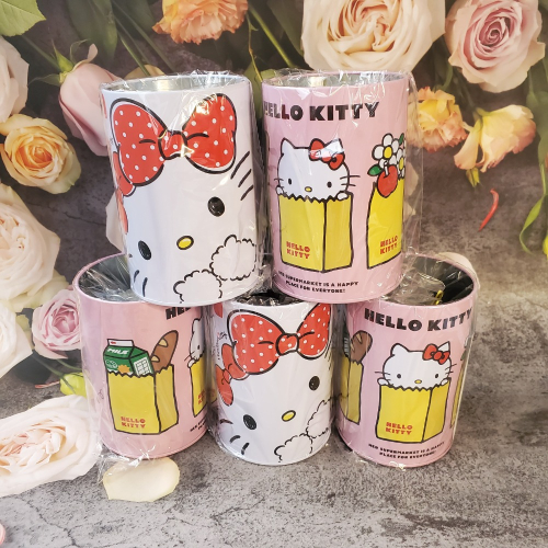 Hello kitty圓形萬用可愛鐵罐 收納小物 筆筒 化妝道具 刀叉餐具 購物袋款 大臉款 現貨