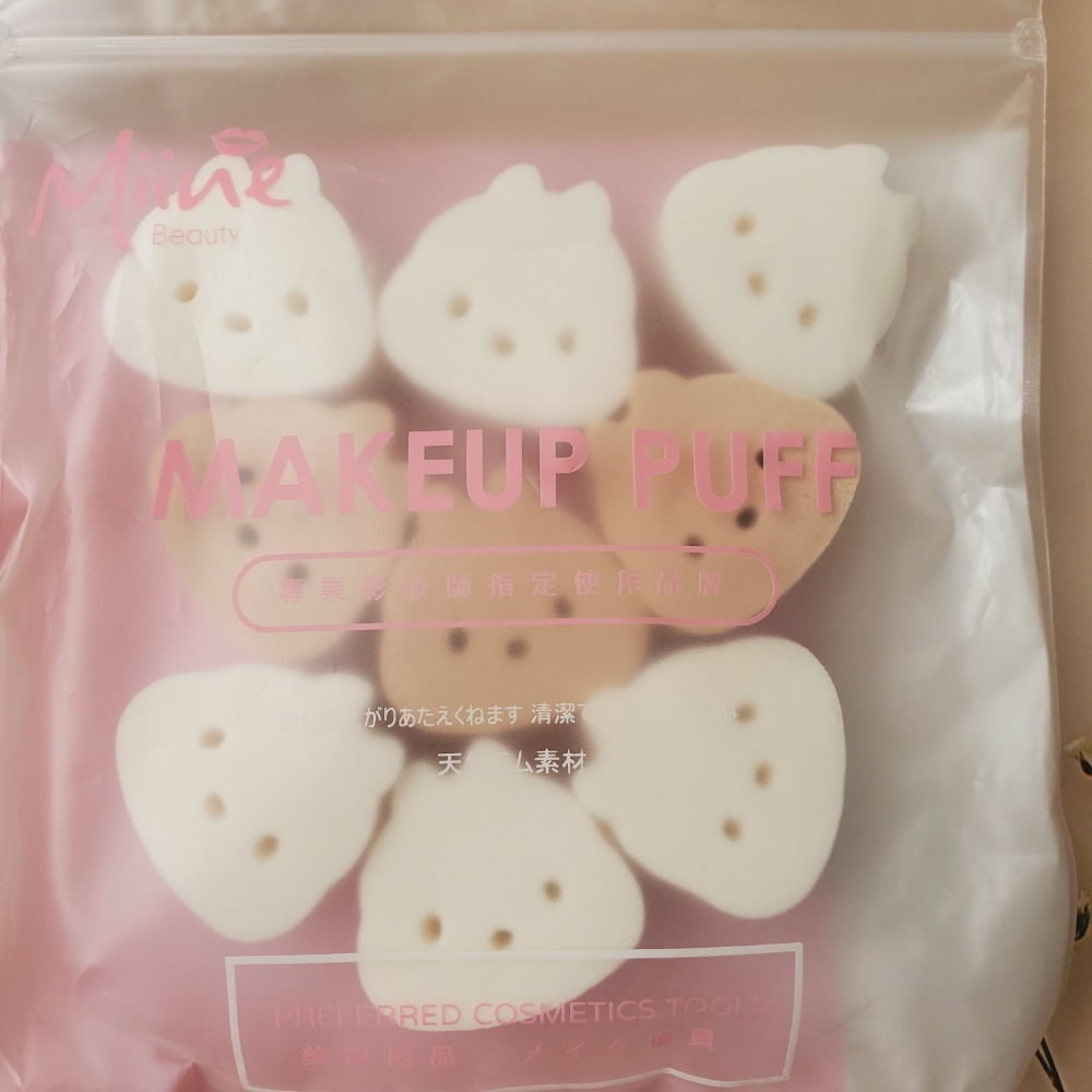 MIINE 繽紛甜心乾濕兩用粉撲 跳跳松鼠 圓潤熊熊 圓形 長方形 粉撲 現貨-規格圖6