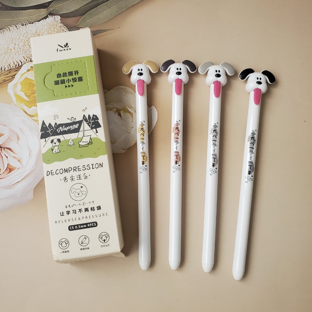 搞怪貓咪舌頭中性筆 小狗可爱卡通速乾順滑黑色水筆圓珠筆ins風創意0.5mm 現貨-規格圖2