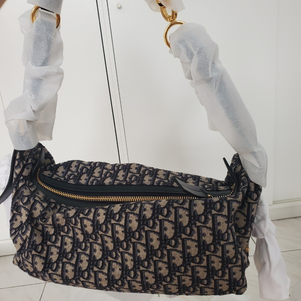 DIOR 最新款 D-Journey 中型包藍色 Dior Oblique 緹花 現貨-細節圖2