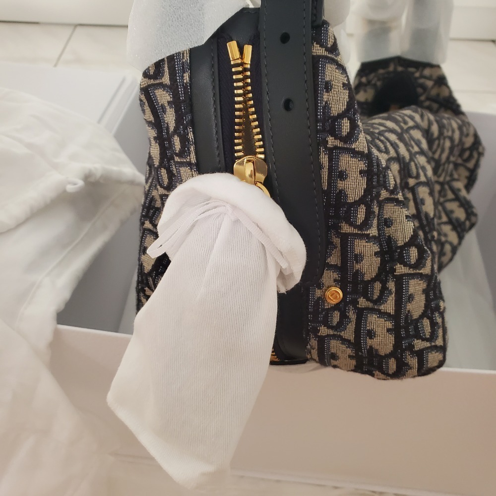 DIOR 最新款 D-Journey 中型包藍色 Dior Oblique 緹花 現貨-細節圖4