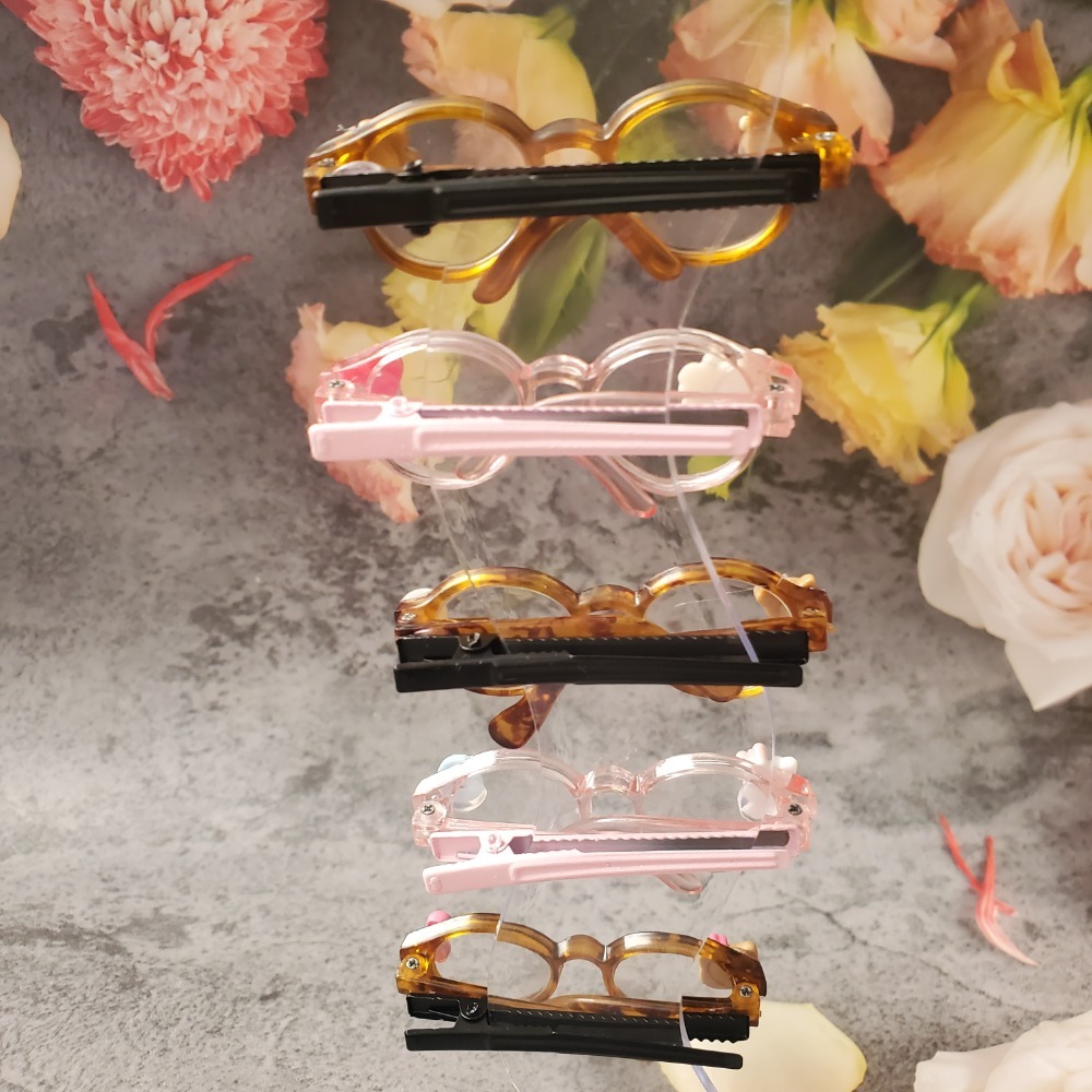 眼鏡造型髮夾（多款入）👓 瀏海夾 邊夾 髮夾 ✨ 平價好物 質感配件 琥珀/粉色/卡色 現貨-細節圖2