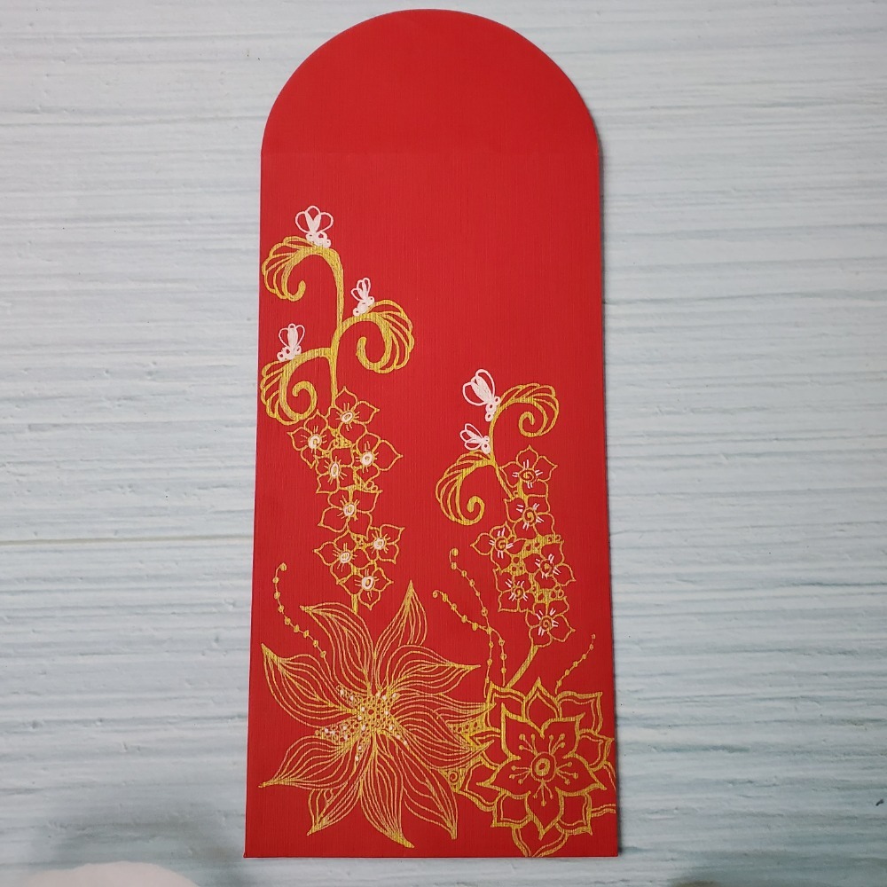 手繪禪繞花紋紅包袋｜花開祝福款｜過年送禮首選 結婚 過年 紅包袋 現貨-規格圖6