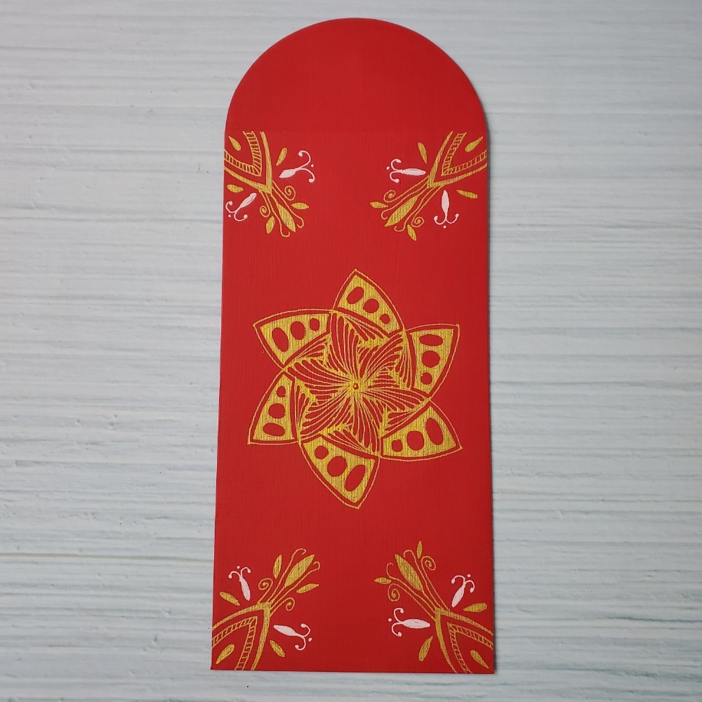 手繪禪繞花紋紅包袋｜花開祝福款｜過年送禮首選 結婚 過年 紅包袋 現貨-規格圖6