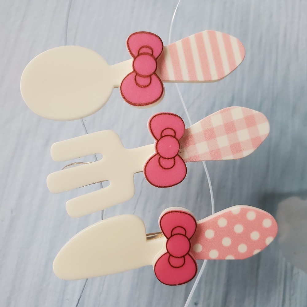 可愛刀叉造型髮夾｜粉嫩蝴蝶結｜不咬髮瀏海夾｜日系甜美款 現貨-細節圖2