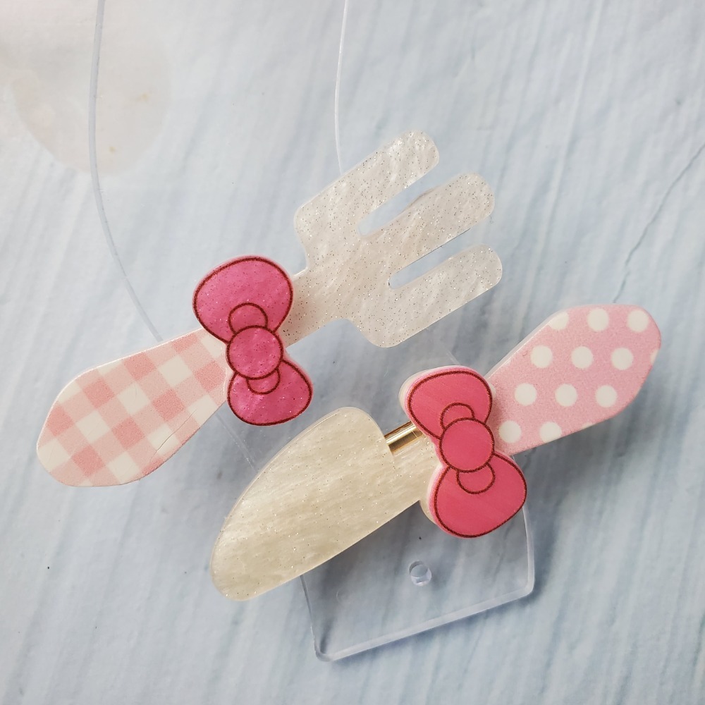 可愛刀叉造型髮夾｜粉嫩蝴蝶結｜不咬髮瀏海夾｜日系甜美款 現貨-規格圖4