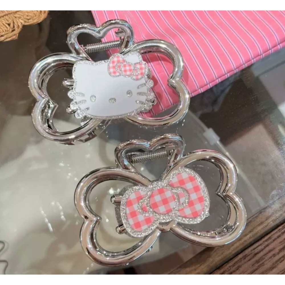 氣質Hello Kitty金屬鯊魚夾｜可愛蝴蝶結設計｜懶人盤髮必備 現貨-細節圖2