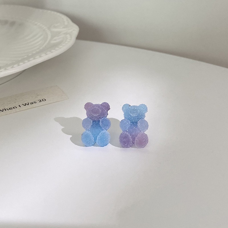 【好.樣.日.子】小熊漸層軟糖耳環 可愛甜美耳環 小熊耳環 造型耳環 抗過敏 耳釘 女生飾品-細節圖2