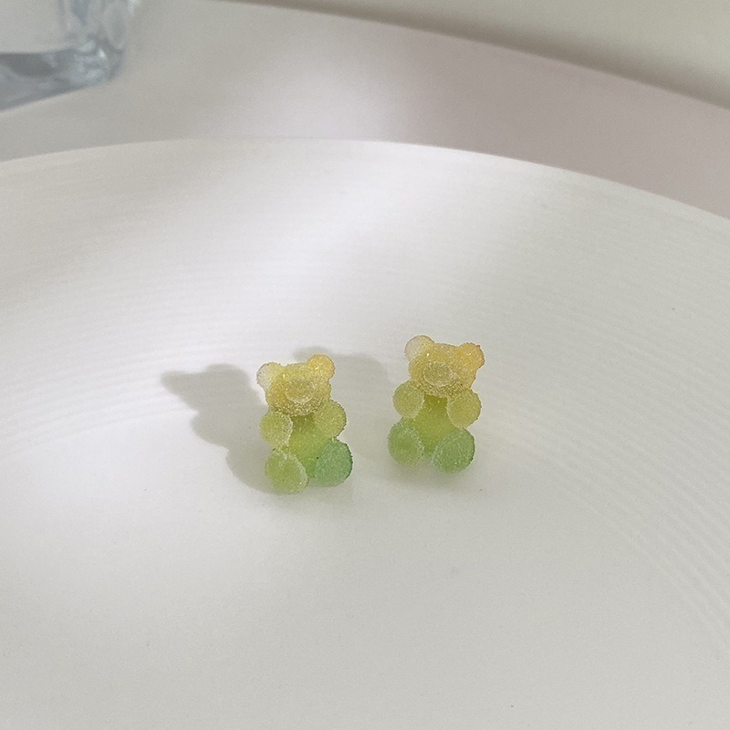 【好.樣.日.子】小熊漸層軟糖耳環 可愛甜美耳環 小熊耳環 造型耳環 抗過敏 耳釘 女生飾品-細節圖4