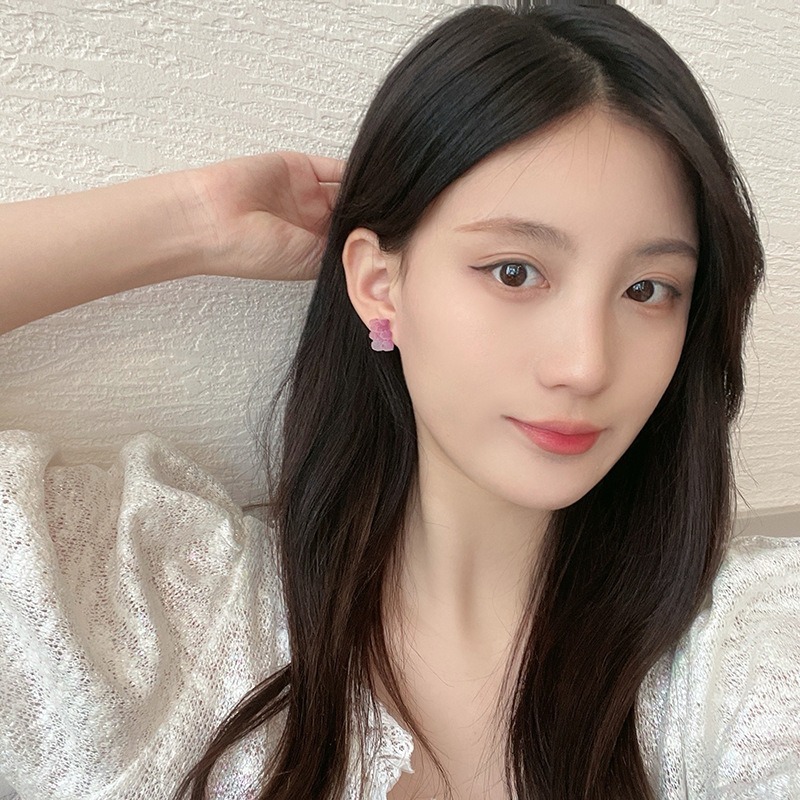 【好.樣.日.子】小熊漸層軟糖耳環 可愛甜美耳環 小熊耳環 造型耳環 抗過敏 耳釘 女生飾品-細節圖7