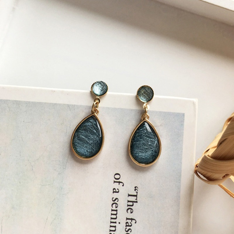 【好.樣.日.子】貓眼石水滴珍珠耳環 簡約甜美氣質風 不易過敏 耳針耳飾 耳釘款-細節圖2