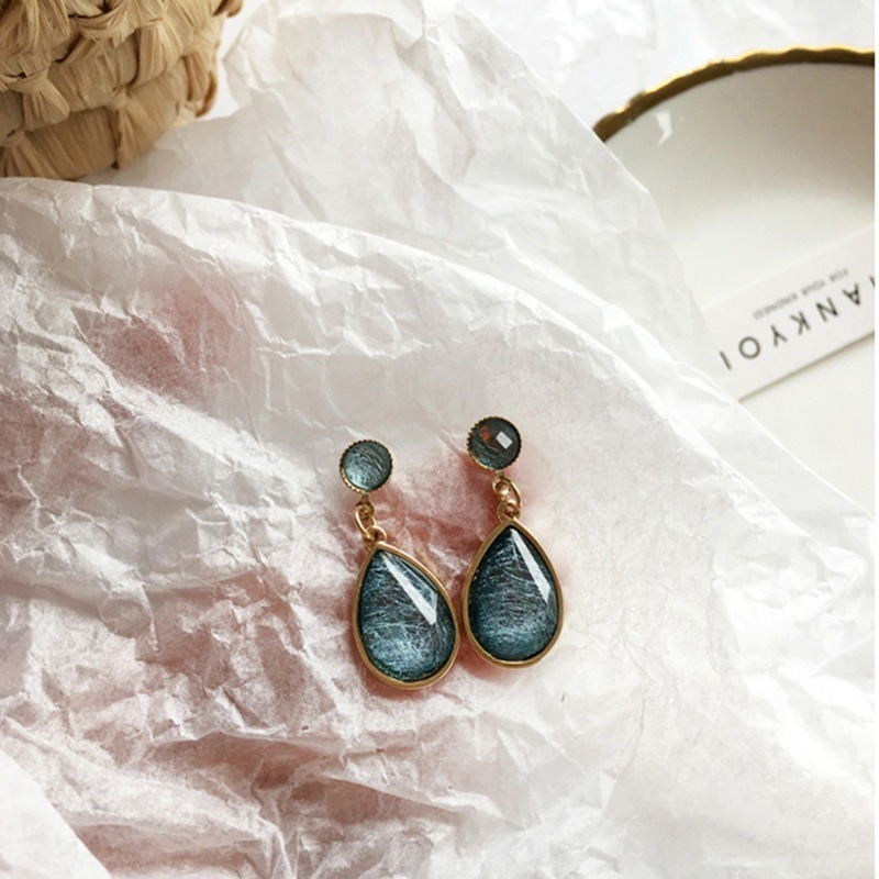 【好.樣.日.子】貓眼石水滴珍珠耳環 簡約甜美氣質風 不易過敏 耳針耳飾 耳釘款-細節圖3