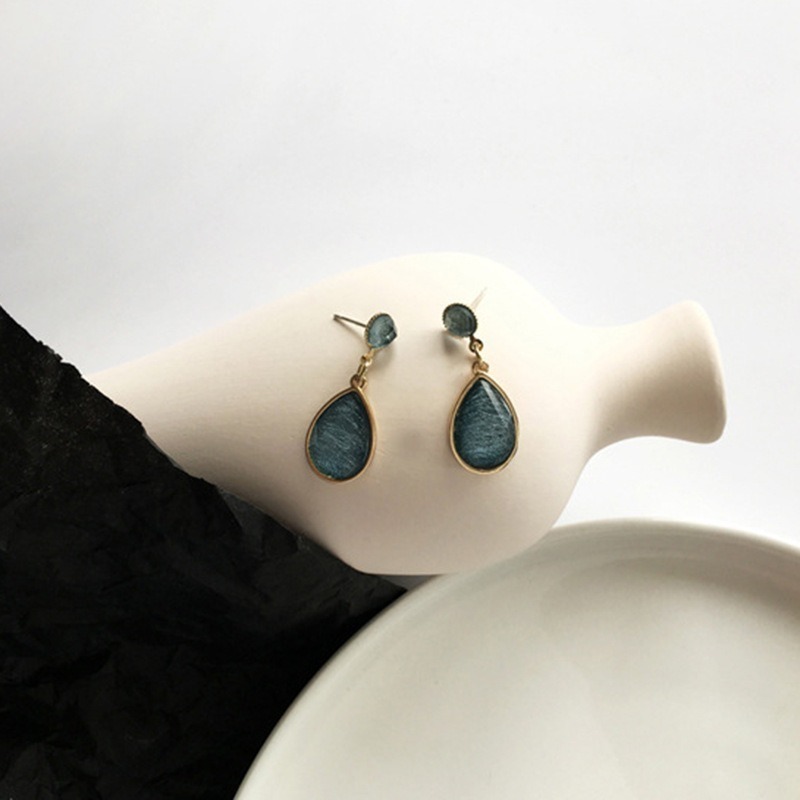 【好.樣.日.子】貓眼石水滴珍珠耳環 簡約甜美氣質風 不易過敏 耳針耳飾 耳釘款-細節圖4