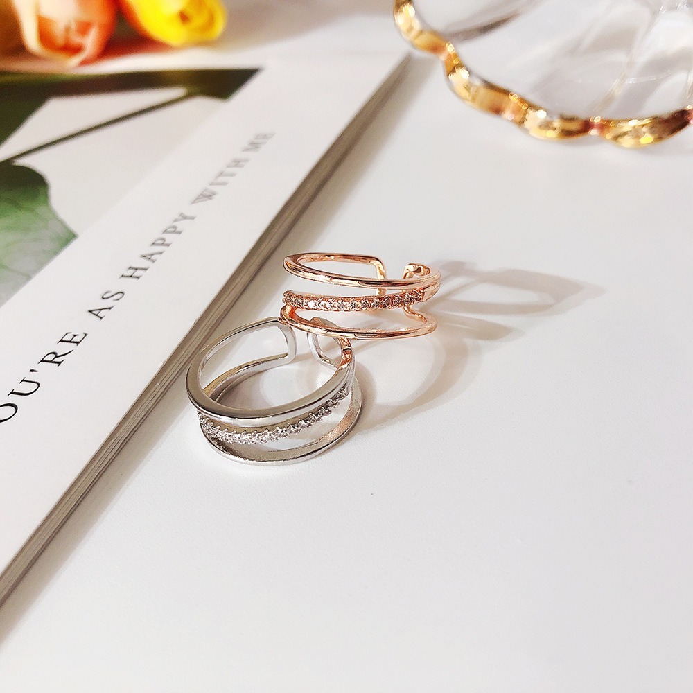 【好.樣.日.子】開口可調戒指 水鑽造型戒指 食指戒 尾戒 不易掉色戒指 鍍14Ｋ戒指-細節圖3