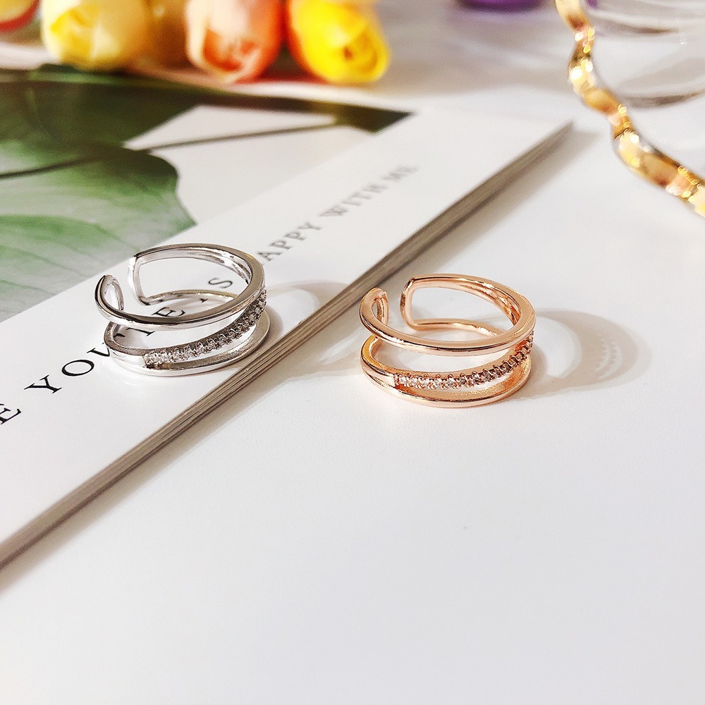 【好.樣.日.子】開口可調戒指 水鑽造型戒指 食指戒 尾戒 不易掉色戒指 鍍14Ｋ戒指-細節圖4