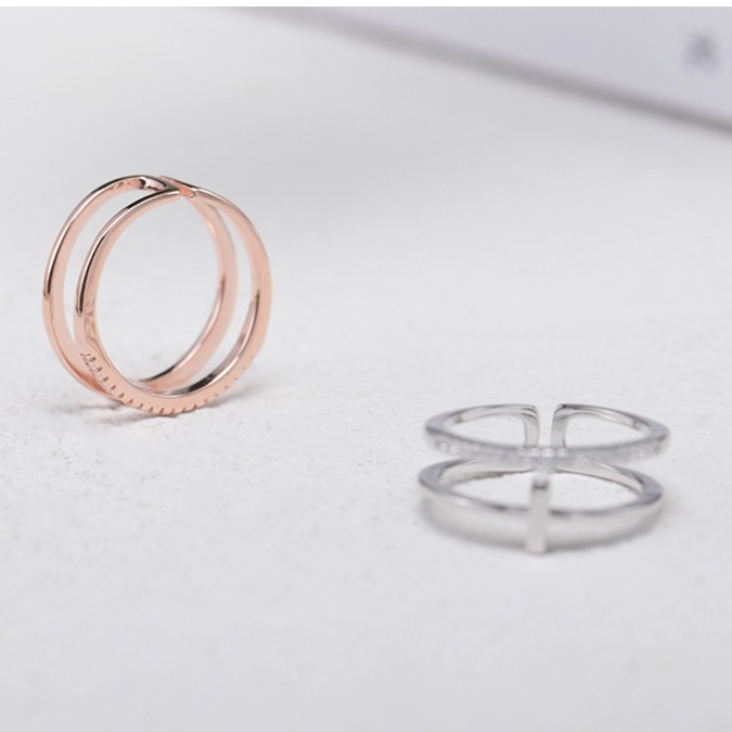 【好.樣.日.子】十字開口可調戒指 水鑽造型戒指 食指戒 尾戒 不易掉色戒指 鍍14Ｋ戒指-細節圖2