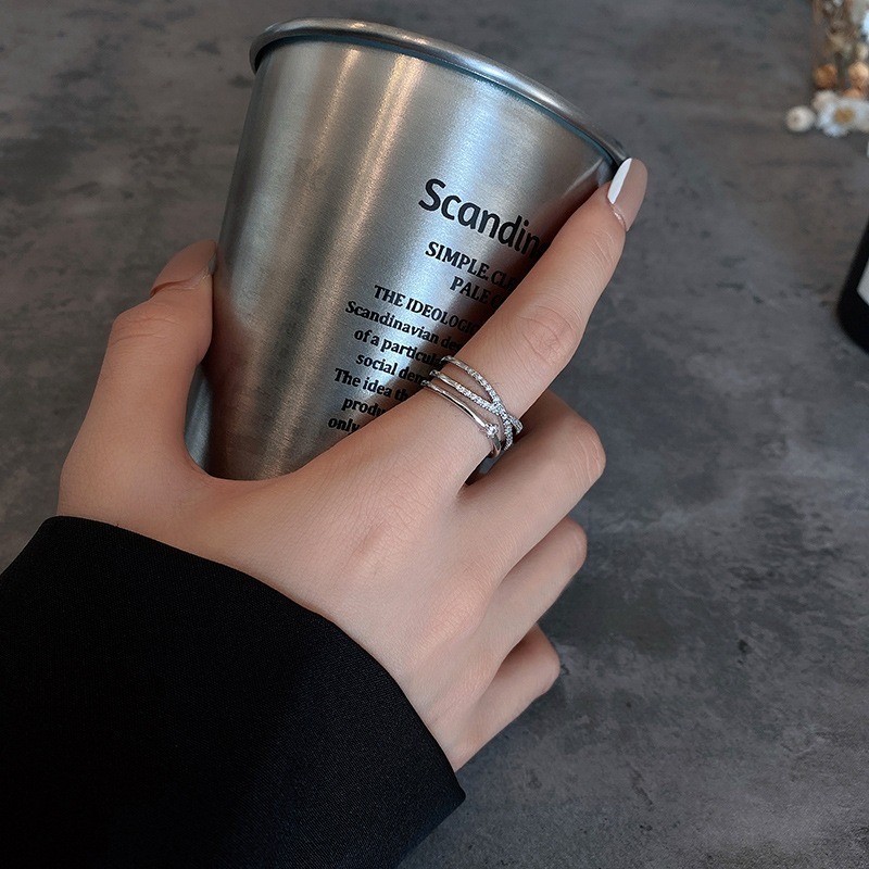 【好.樣.日.子】交叉開口可調戒指 水鑽造型戒指 食指戒 尾戒 不易掉色戒指 鍍14Ｋ戒指-細節圖6