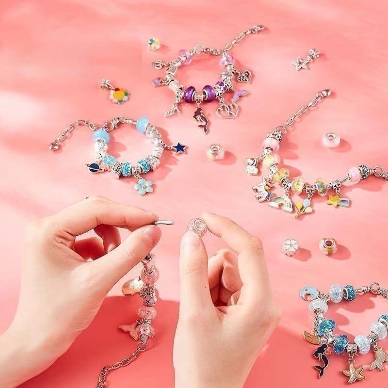 【好.樣.日.子】DIY串珠手鍊組 潘朵拉風格兒童串珠手鍊 DIY手作手鍊 項鍊手環套組 手作飾品材料包 親子串珠 兒童-細節圖3