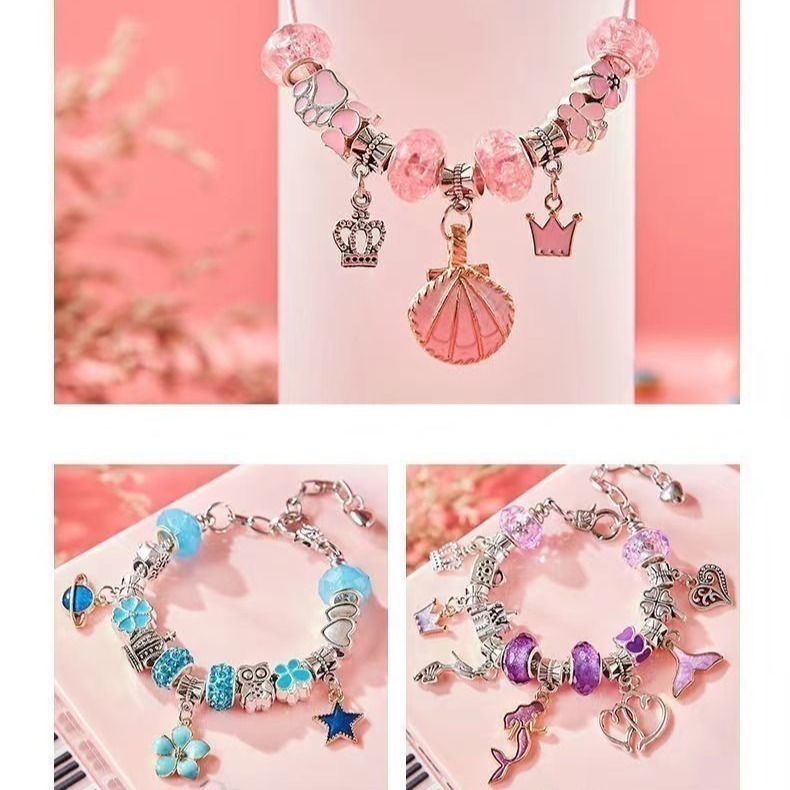 【好.樣.日.子】DIY串珠手鍊組 潘朵拉風格兒童串珠手鍊 DIY手作手鍊 項鍊手環套組 手作飾品材料包 親子串珠 兒童-細節圖4