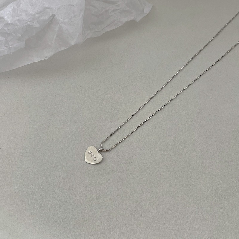【好.樣.日.子】S925純銀愛心造型項鍊 電鍍銀不易掉色 氣質鎖骨鏈 女生頸鏈 項鏈飾品推薦-細節圖2
