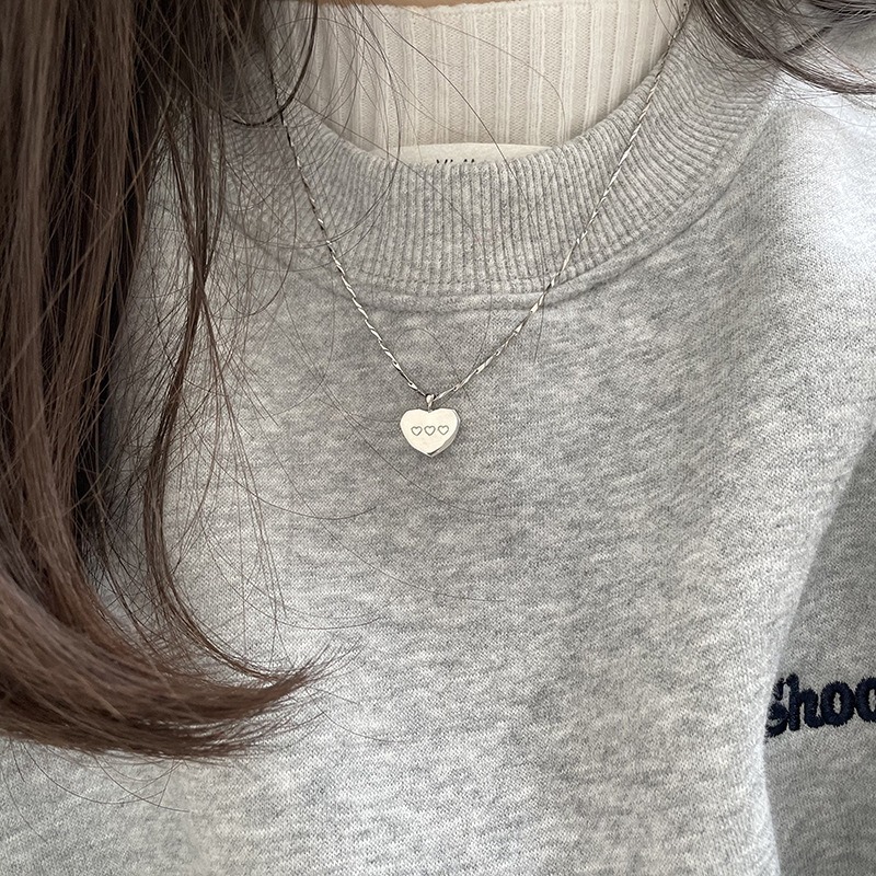 【好.樣.日.子】S925純銀愛心造型項鍊 電鍍銀不易掉色 氣質鎖骨鏈 女生頸鏈 項鏈飾品推薦-細節圖5