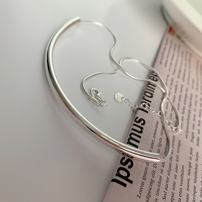 【好.樣.日.子】彎管蛇骨鏈 鎖骨鏈  蛇骨鏈 頸鏈 項鏈 S925電鍍銀項鍊 不易掉色-細節圖2