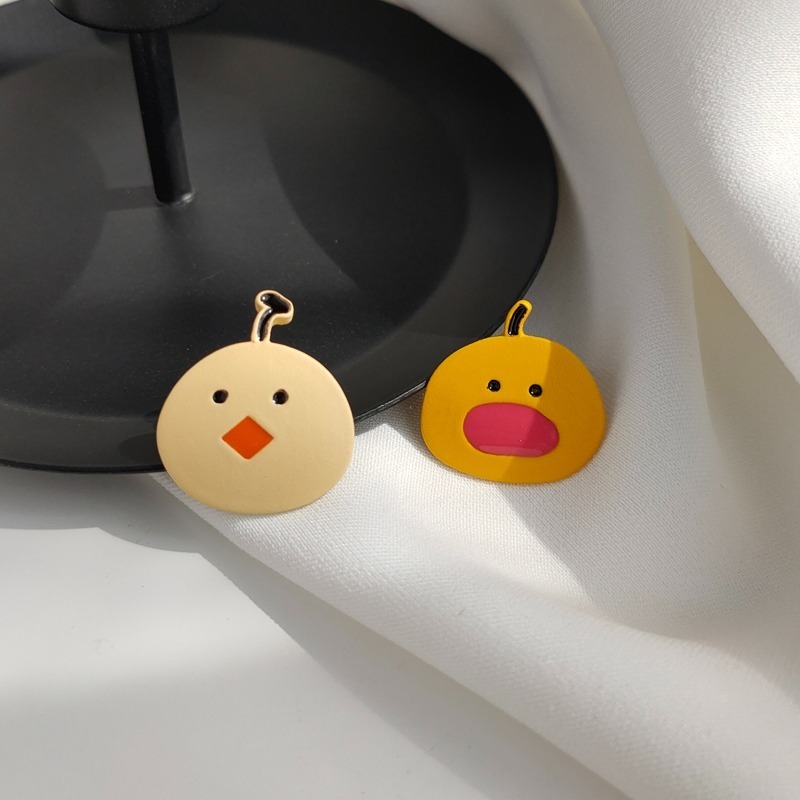 【好.樣.日.子】可愛雙色黃色小鴨耳環 純銀耳針 耳針 耳釘 耳環-細節圖2