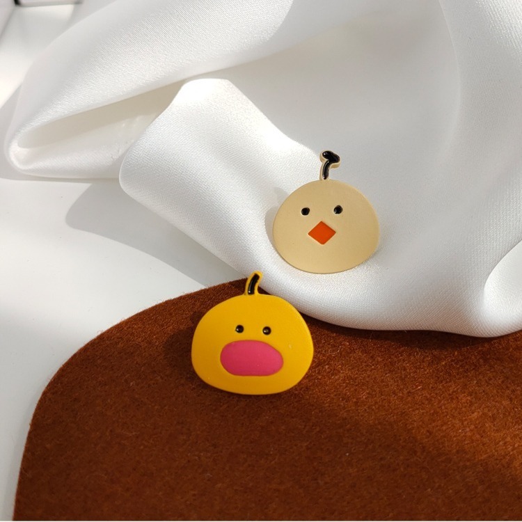 【好.樣.日.子】可愛雙色黃色小鴨耳環 純銀耳針 耳針 耳釘 耳環-細節圖3