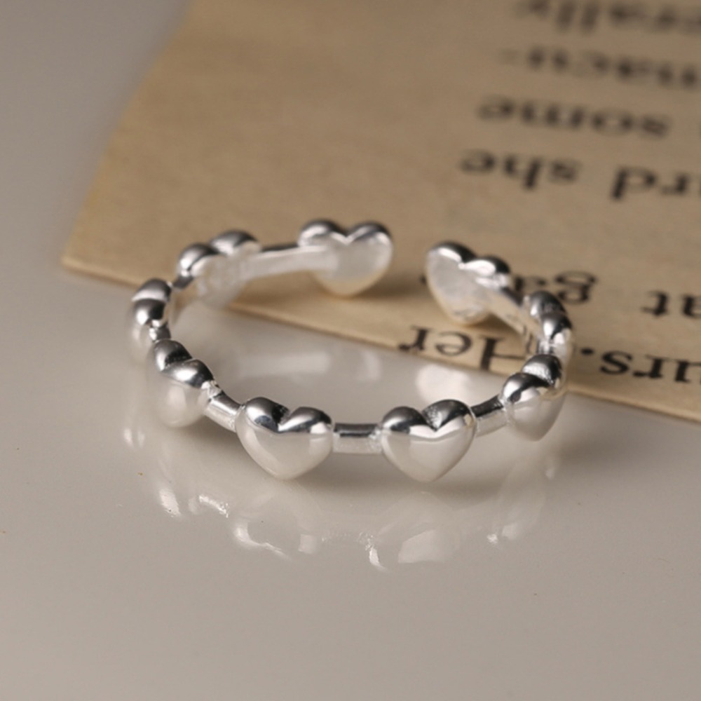 【好.樣.日.子】愛心開口戒指 開口戒指 可調式戒指 可調戒指 復古戒指-細節圖2