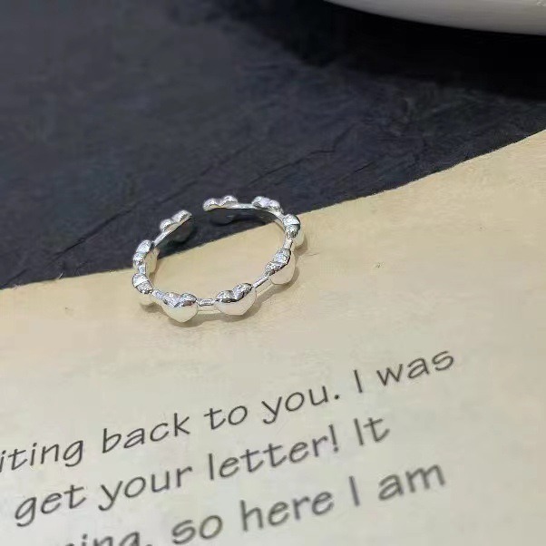 【好.樣.日.子】愛心開口戒指 開口戒指 可調式戒指 可調戒指 復古戒指-細節圖3