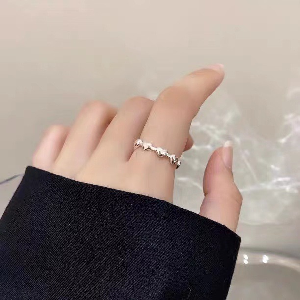 【好.樣.日.子】愛心開口戒指 開口戒指 可調式戒指 可調戒指 復古戒指-細節圖5