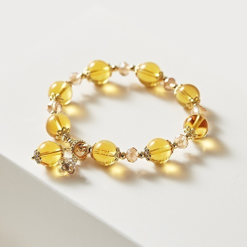 【好.樣.日.子】黄水晶花朵手鍊 黃水晶手鍊 水晶手鍊 招財手鍊  黃水晶 天然水晶 開運水晶手鍊-細節圖2