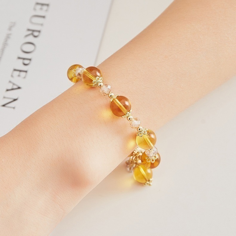 【好.樣.日.子】黄水晶花朵手鍊 黃水晶手鍊 水晶手鍊 招財手鍊  黃水晶 天然水晶 開運水晶手鍊-細節圖5