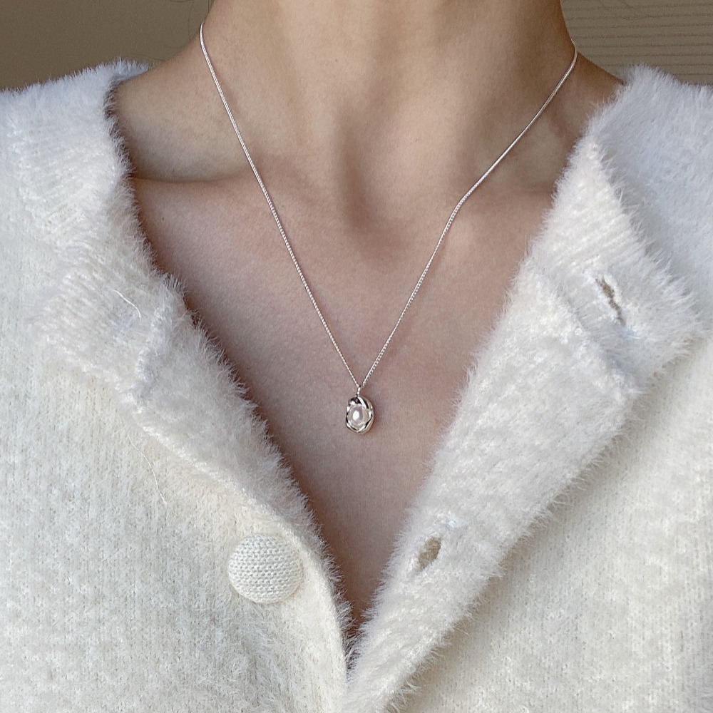 【好.樣.日.子】花生造型珍珠小豆項鍊 垂墜風格頸鏈 氣質簡約風格 珍珠吊墜 S925銀飾 女款短鍊-細節圖6