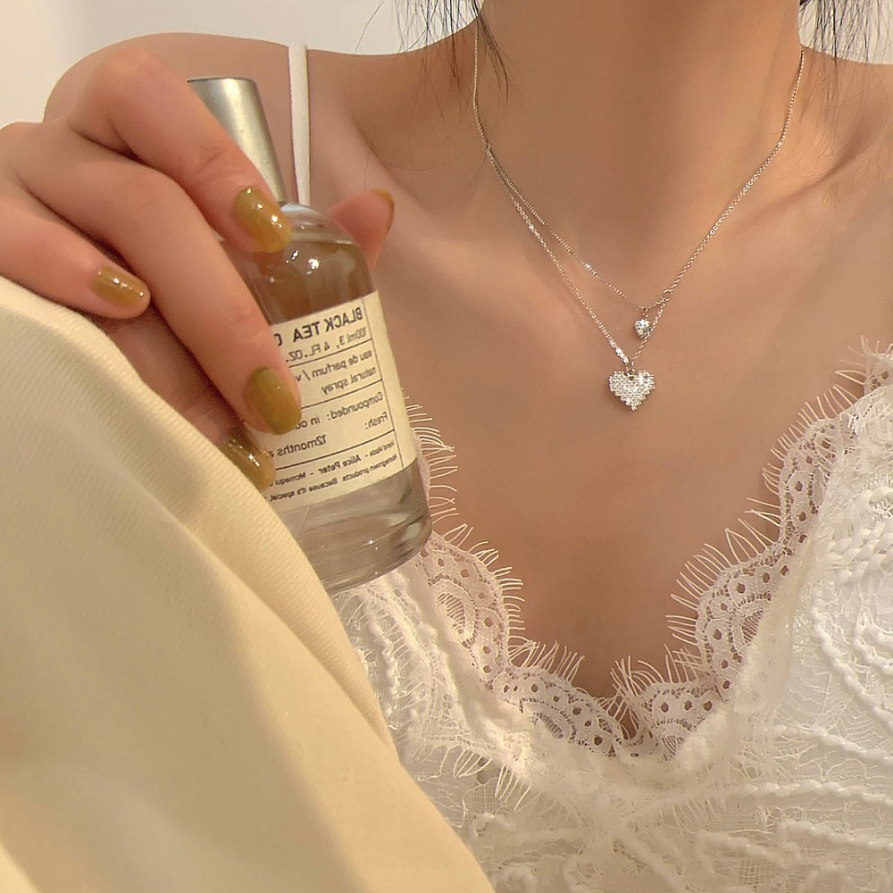 【好.樣.日.子】S925愛心垂墜項鍊 項鏈 愛心造型頸鏈 不易過敏百搭款 情人節生日禮物推薦 女生氣質鎖骨鍊-細節圖4