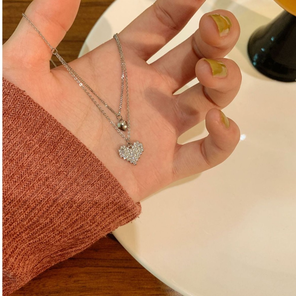 【好.樣.日.子】S925愛心垂墜項鍊 項鏈 愛心造型頸鏈 不易過敏百搭款 情人節生日禮物推薦 女生氣質鎖骨鍊-細節圖5