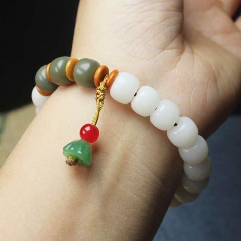 【好.樣.日.子】白玉菩提手串 天然白玉菩提子佛珠手鍊 保平安招好運 開運手串 男女款佛珠手環-細節圖5