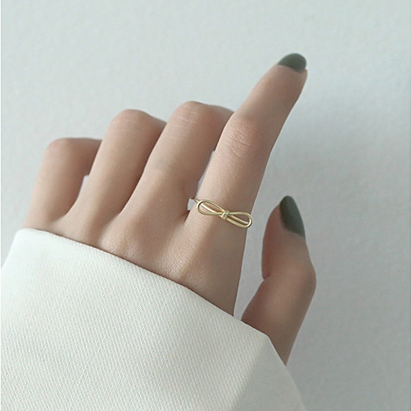 【好.樣.日.子】霧面質感蝴蝶結可調式氣質戒指 開口戒指 可調式戒指 可調戒指 復古戒指-細節圖4