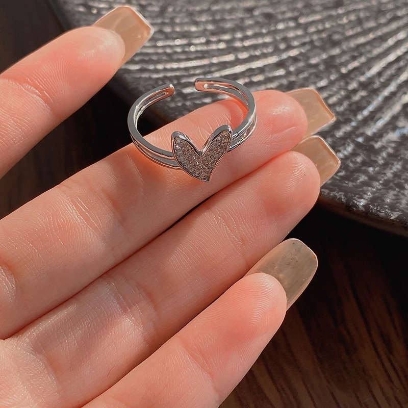【好.樣.日.子】高級時尚愛心可調式戒指 開口戒指 可調式戒指 可調戒指 復古戒指-細節圖3