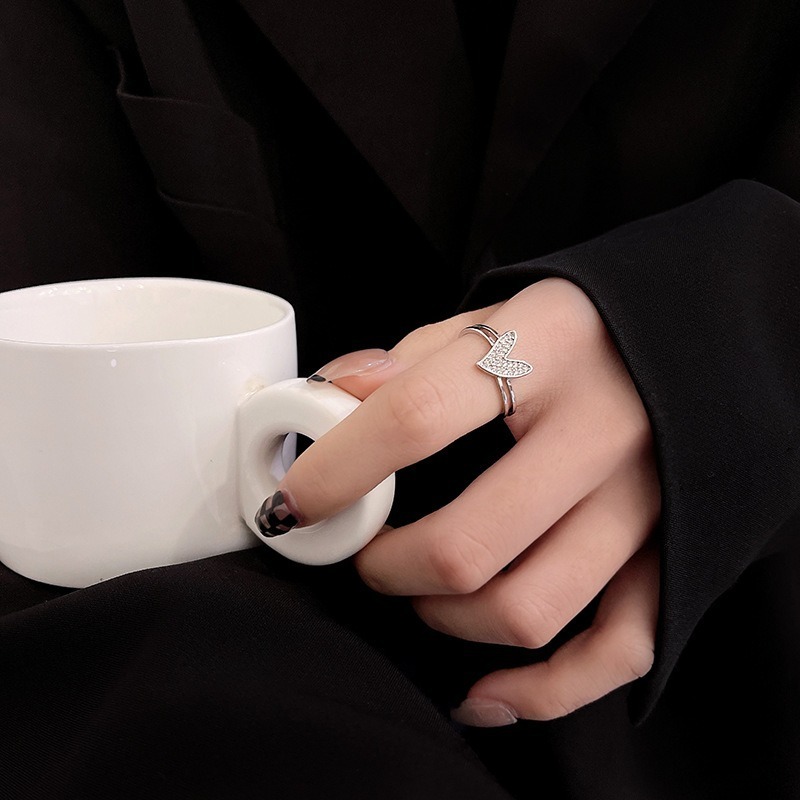 【好.樣.日.子】高級時尚愛心可調式戒指 開口戒指 可調式戒指 可調戒指 復古戒指-細節圖5