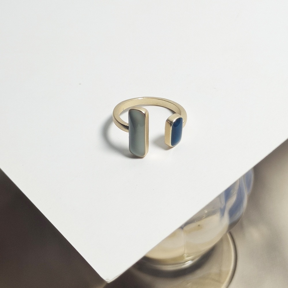 【好.樣.日.子】韓版復古撞色個性可調式戒指 開口戒指 可調式戒指 可調戒指 復古戒指-細節圖2