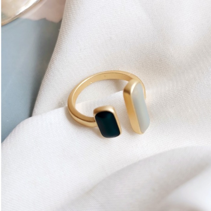 【好.樣.日.子】韓版復古撞色個性可調式戒指 開口戒指 可調式戒指 可調戒指 復古戒指-細節圖3