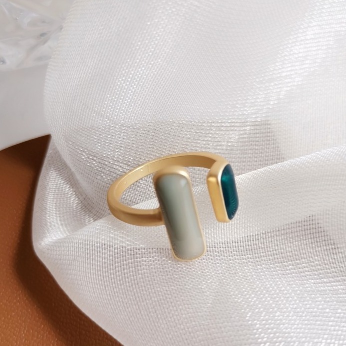 【好.樣.日.子】韓版復古撞色個性可調式戒指 開口戒指 可調式戒指 可調戒指 復古戒指-細節圖4