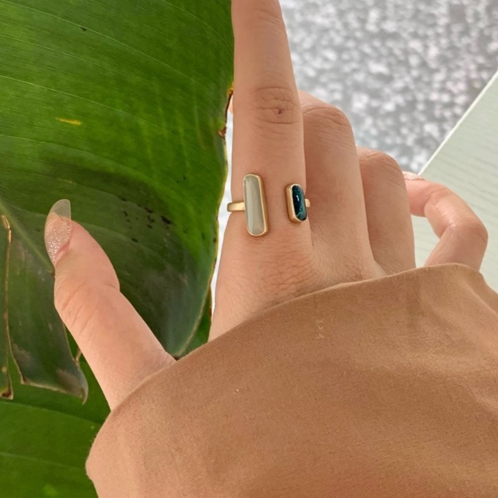 【好.樣.日.子】韓版復古撞色個性可調式戒指 開口戒指 可調式戒指 可調戒指 復古戒指-細節圖5